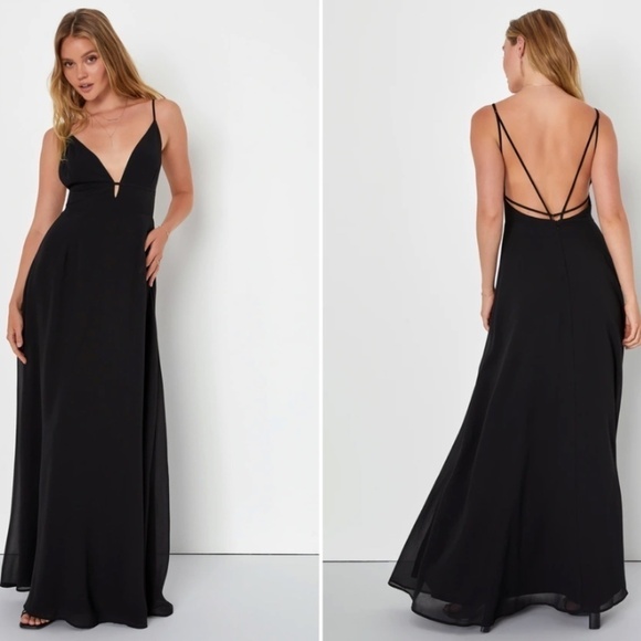 LULU's Elegant Wedding Special Event Sexy Flowy Maxi Gown • Medium NWOT - Picture 1 of 3